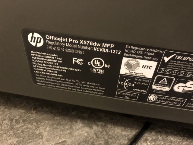 816901-5 Multifunction Printer - HP OfficeJet PRO X576DW MFP