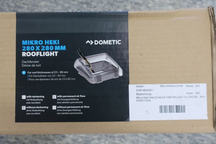 793219-4 Skylight for caravan / motorhome, Dometic Mikro Heiki 280x280mm