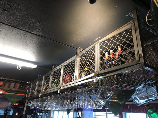 745864-2 Liquor cages with glass hangers, lockable steels