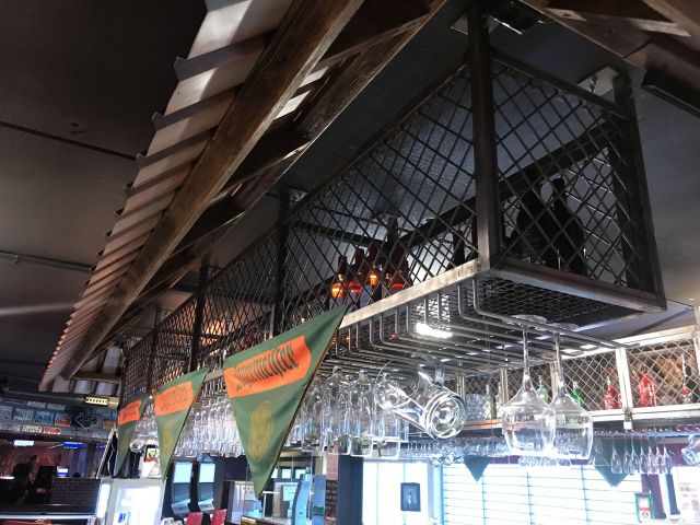 745864-5 Liquor cages with glass hangers, lockable steels