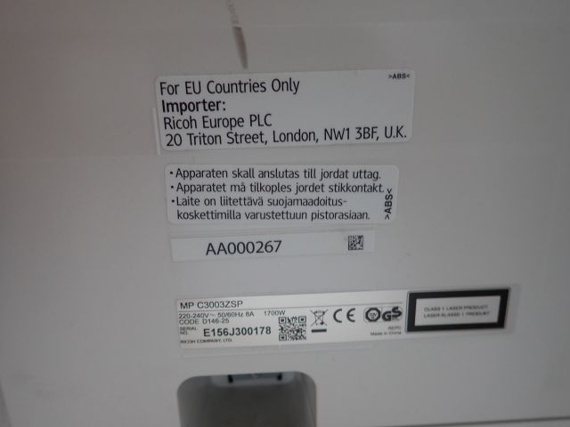 617697-15 Multi-printer RICOH MP C3003