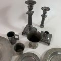 712004-6 Collection of pewter objects