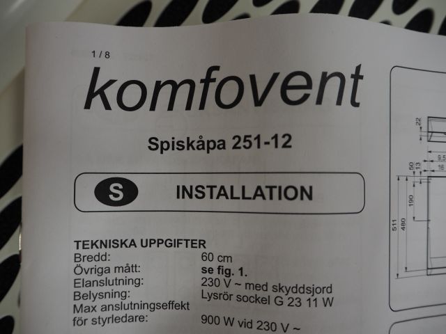 794276-13 Cooker hood, Comfortable 251-12, 60 cm [New] # 1