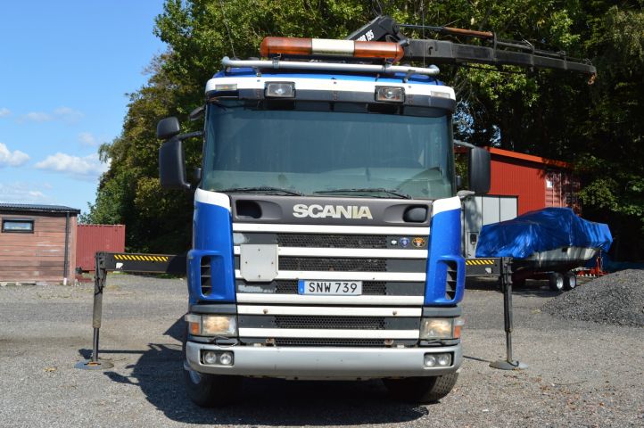 779067-8 Load changer with crane Scania R 124GB 6X2 463 hp -2002 with flatbed