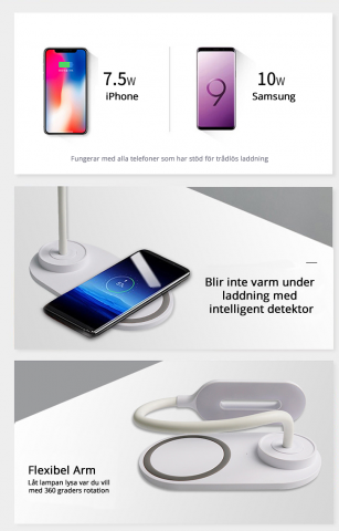 831800-7 LED lamp with built-in wireless charger - Free shipping