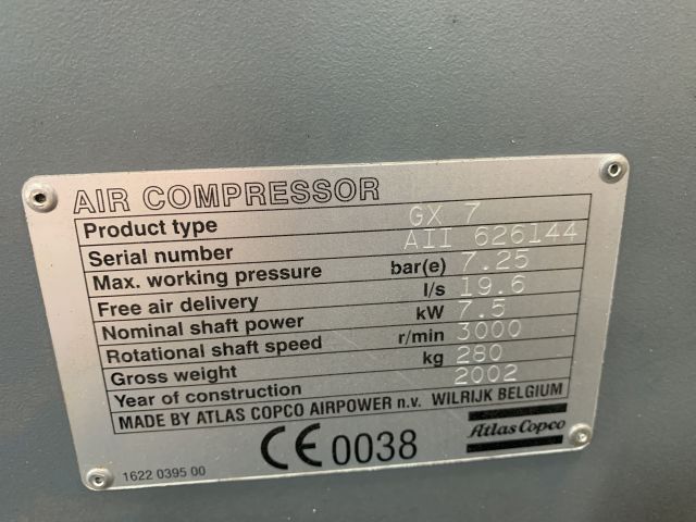 809908-9 Screw compressor Atlas Copco GX 7 FF with built-in tank