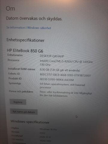 827834-5 Laptop with docking station & screen 24 "(i5 / 8GB / HP / W10Pro)