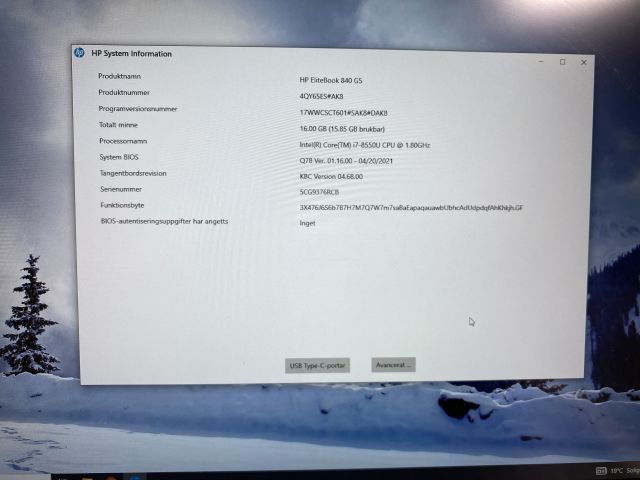 803926-11 Laptop, HP EliteBook 840 G5