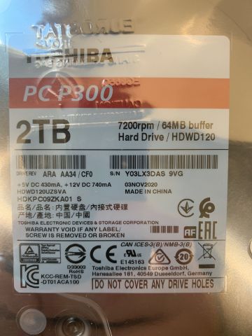 833693-3 Hard drive Toshiba P300 3.5 '' 2TB Bulk