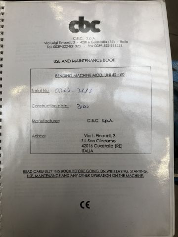 833782-3 Pipe bending machine CBC Mod Uni 42