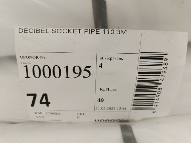 754118-2 40pcs New Uponor decibel socket pipe drain pipe 110mm at 3m.
