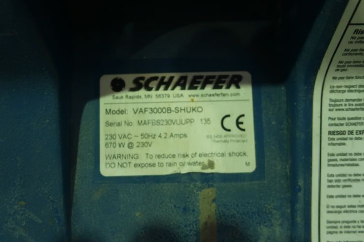 832789-8 Evacuation fan, Americ VAF 3000 with hose