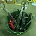 832819-8 Perforated bucket with various hand tools