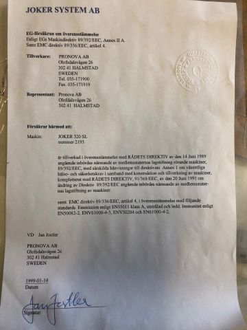 815330-6 Packaging machine Pronova Joker 320SL -1999