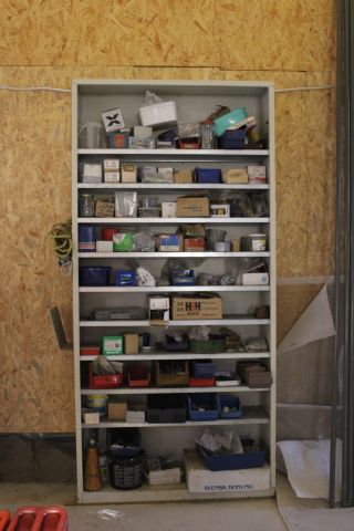 794502-2 Workshop shelf with contents, nails, screws etc.