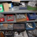 794502-11 Workshop shelf with contents, nails, screws etc.