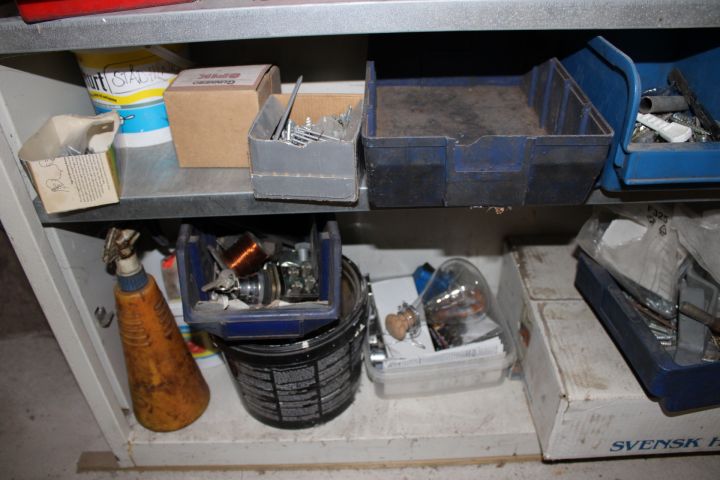 794502-12 Workshop shelf with contents, nails, screws etc.