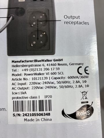 840826-3 UPS device BlueWalker PowerWalker UPS VI 1000 SCL