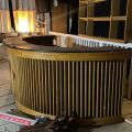 838848-3 Wooden bar counter, 3 chairs, back shelf