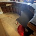 838848-8 Wooden bar counter, 3 chairs, back shelf