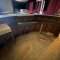 838848-10 Wooden bar counter, 3 chairs, back shelf