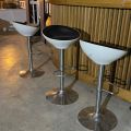 838848-11 Wooden bar counter, 3 chairs, back shelf