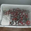 745926-4 Collection of serving trays, wine glasses, glass jars etc.