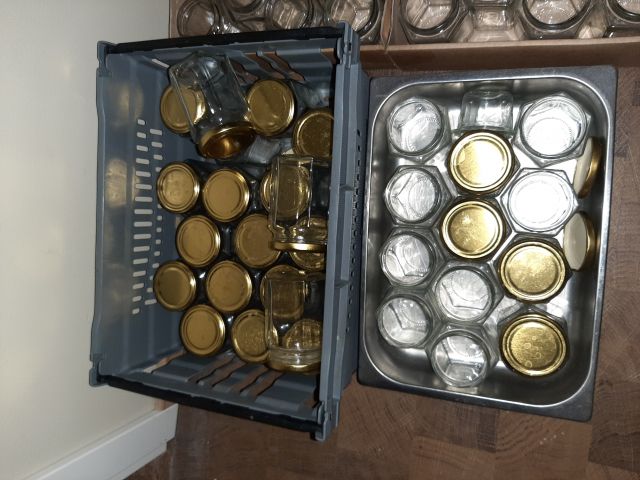 745926-7 Collection of serving trays, wine glasses, glass jars etc.