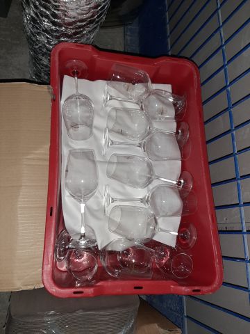 745926-13 Collection of serving trays, wine glasses, glass jars etc.