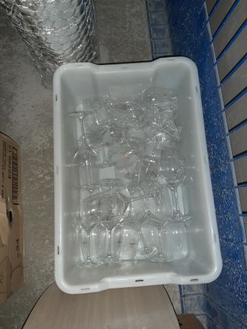 745926-14 Collection of serving trays, wine glasses, glass jars etc.