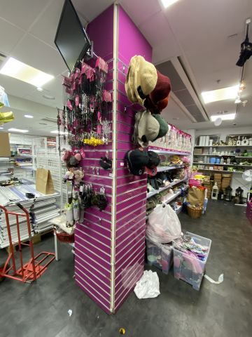 805988-7 Shop fittings, wall shelves, about 35 sections