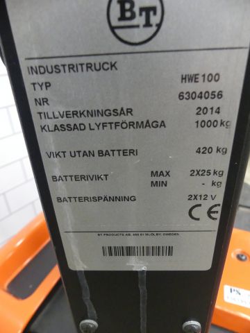 836199-9 Electric industrial truck BT HWE 100