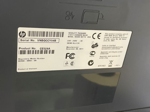 848061-6 Two printers, HP Laserjet P3015 and Pro 400