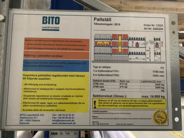 848104-3 Pallet rack Bito 39 sections -2010