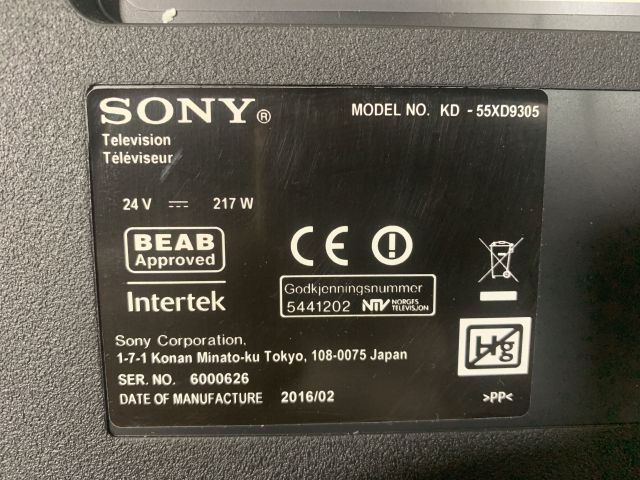 748127-5 Sony Bravia KD-55XE9305 (Repair Item)