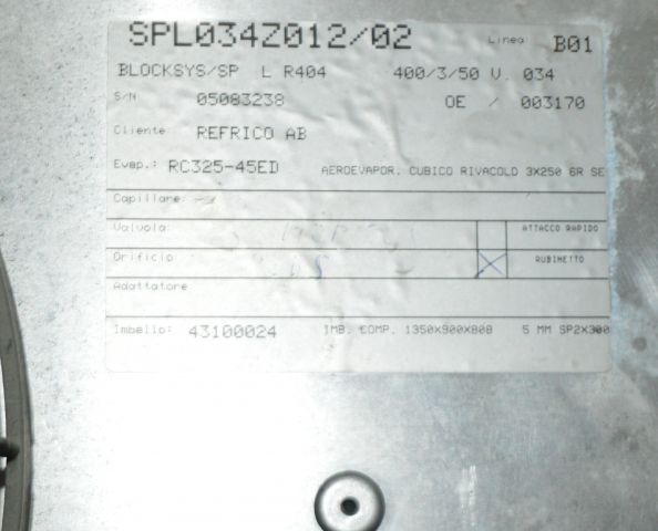 854276-8 Frysrum med Rivacold "RC325-45ED" + diverse tillbehör (nr. 51)