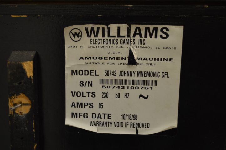 779376-14 Pinball Williams Johnny Mnemonic -1995
