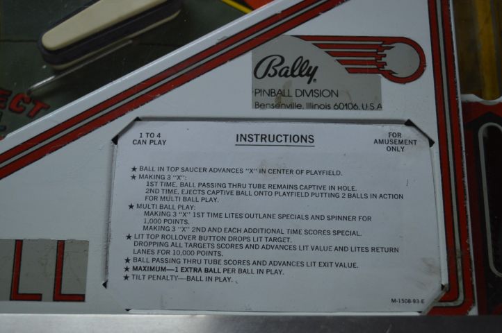 779380-10 Pinball Bally Nitro Ground Shaker -1980