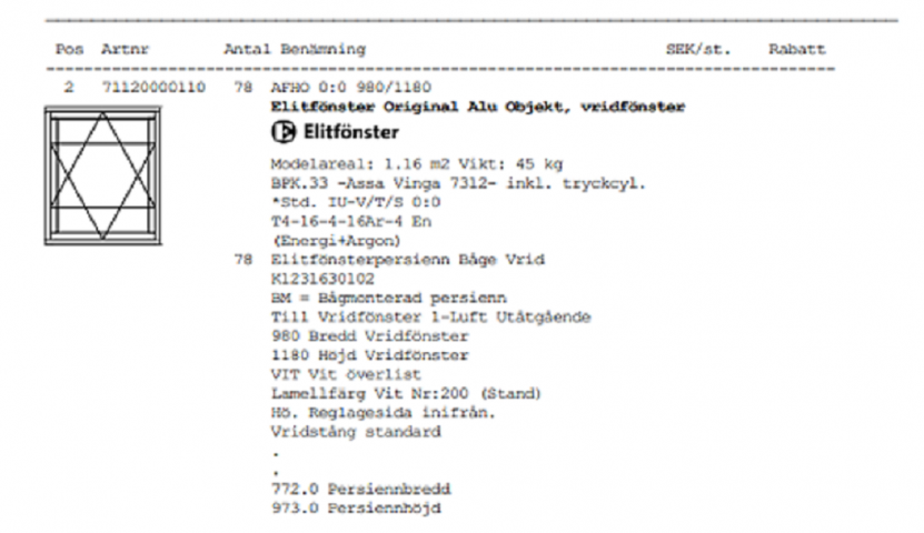 823703-3 8 pcs Windows from Elitfönster incl blinds