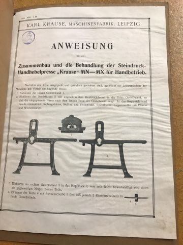 848951-2 Lithograph press karl krause with lithograph stone