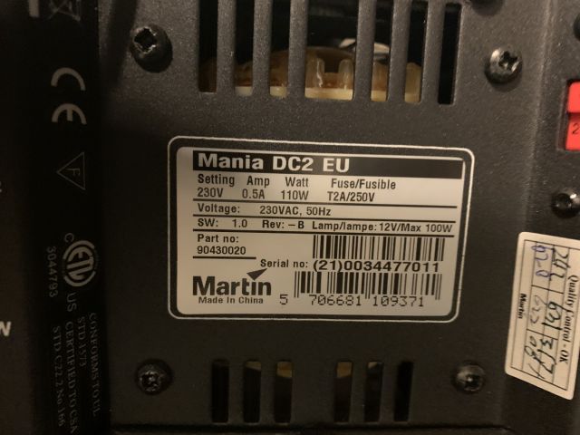 844938-8 Fire light effect Martin Mania DC2 and transport box