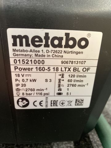 856168-3 Compressor Metabo Power 160-5 18 LTX BL OF