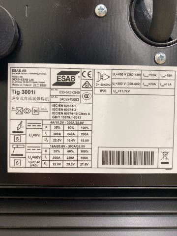 856183-8 Tigsvets ESAB ORIGO TIG 3001I TA23