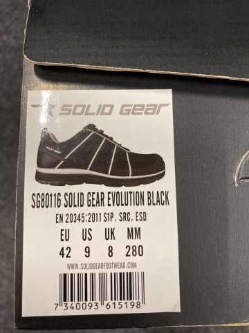 856603-2 Solid Gear Evolution Black safety shoes S1P, Black, Size 42