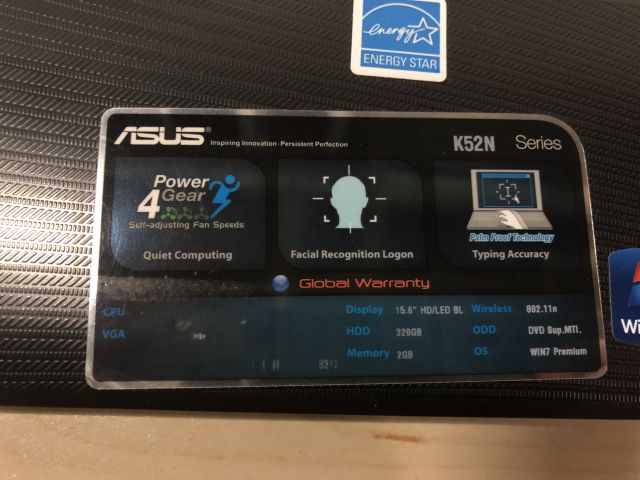 856982-3 Laptop ASUS K52N