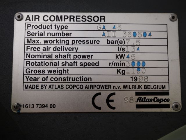 857712-3 Atlas Copco GA45FF Compressor