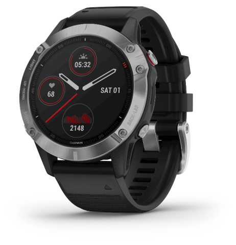 857909-1 Smartwatch Garmin Fenix 6 Silver w.Black Band