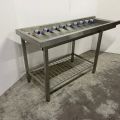 860108-1 Dispensing bench with rollers right / left, grille lower shelf. About 170x60x90cm