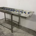 860108-3 Dispensing bench with rollers right / left, grille lower shelf. About 170x60x90cm