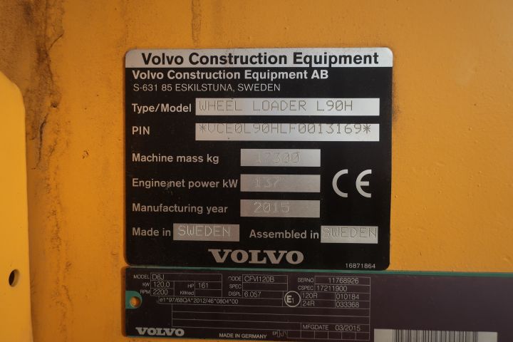861363-62 Wheel loader, Volvo L90H - 2015